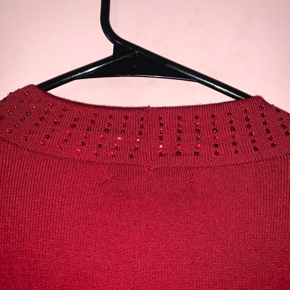 Dress Barn Red Hot Jeweled Bead Cardigan NWT - Picture 7 of 7